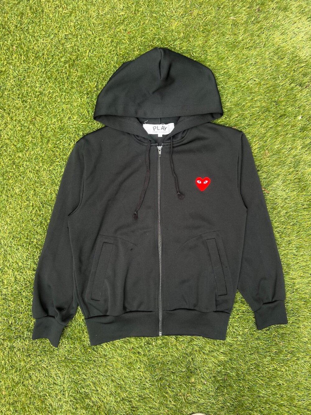 PLAY Comme des Garçons Women's Full Zip Hoodie Black Red Heart Size S